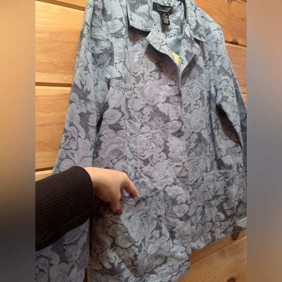 Dialogue Jacket Floral Jacquard QVC Blazer Open Style Blue Size 14 New - Picture 6 of 12